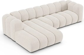 Colțar crem cu tapițerie din chenille (cu colț pe partea stângă/cu șezlong) Lupine – Micadoni