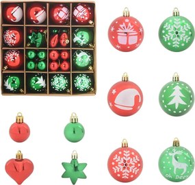 vidaXL Set de Globuri de Crăciun 40 pcs Roșie și verde Plastic