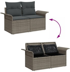 Set de 6 Piese pentru Grădină cu Perne Ratan Gri