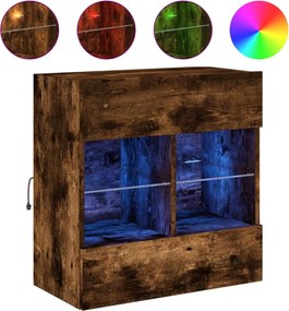 vidaXL Comodă TV de perete cu LED, stejar fumuriu, 58,5x30x60,5 cm