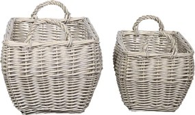 Set 2 coșuri din răchită cu manere, "French Basket"