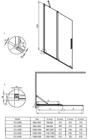 Paravan dus glisant 90x195cm, sticla securizata 6 mm, alb mat, Deante Prizma 900x1950 mm, Alb mat