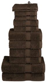 vidaXL Set de prosoape premium SOLUND, 12 piese, maro, 600 g/m²