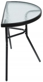 Masă de balcon semirotundă - din sticlă cu structură metalică