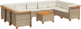 vidaXL Set canapele de grădină cu perne, 10 piese, bej, poliratan