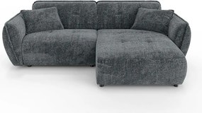 Colțar gri închis cu tapițerie din chenille (cu colț pe partea dreaptă/cu șezlong) Nelia – Ropez