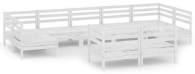 3083475 vidaXL Set mobilier de grădină, 9 piese, alb, lemn masiv pin
