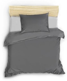 Lenjerie de pat gri închis din bumbac satinat pentru pat de o persoană 140x200 cm – Mijolnir