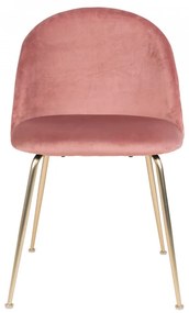 Scaun dining roz din catifea cu picioare aurii Geneve House Nordic