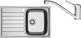 Chiuveta bucatarie inox Franke Spark 78x50 cm cu 1 cuva cu picurator stanga finisaj texturat plus baterie crom