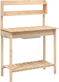 vidaXL Masă plantare cu chiuvetă, 147,5x44x139,5 cm, lemn masiv brad