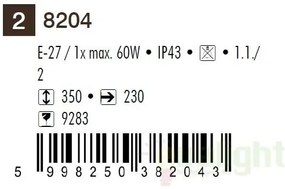 Aplica de perete exterior IP43, up light, negru Velence 8204 RX