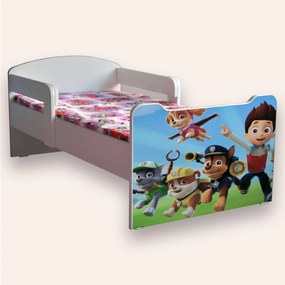 Patut copii 2-6 ani Paw Patrol (Patrula Catelusilor) 130x60 cm cu paravane laterale si Saltea SafeNest CMG51894339600724