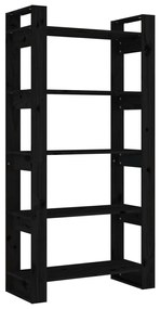 813913 vidaXL Bibliotecă/Separator cameră, negru, 80x35x160 cm, lemn masiv