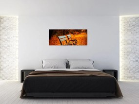 Tablou cu banca toamna (120x50 cm)
