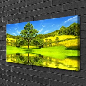 Tablou pe panza canvas Meadow copac Natura Verde Maro