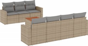 vidaXL Set canapele de grădină, 8 piese, cu perne, bej, poliratan