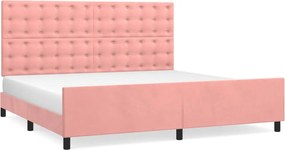 vidaXL Cadru de pat cu tăblie, roz, 200x200 cm, catifea