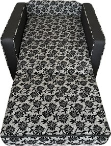 Fotoliu SAMY NEXT extensibil, cu lada de depozitare, stofa gri cu negru , cadru metalic, 103x100x92 Stofa, Gri + Negru