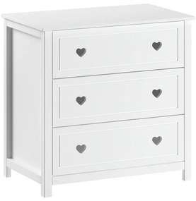 Comodă AMORI pentru Copii, Alb (Pin Masiv și MDF), Design Romantic – Vipack