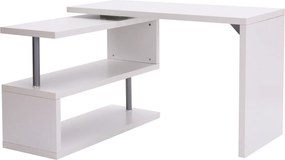 HOMCOM Birou pentru calculator masă modulară pentru sufragerie cu bibliotecă adiacentă design contemporan melaminat metal cromat alb | Aosom Romania