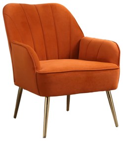 Fotoliu de salon din catifea, Design ergonomic, Portocaliu