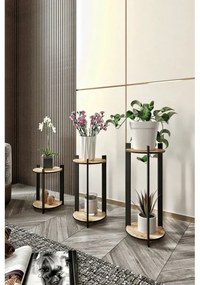 Stand din lemn pentru plante Birou pentru flori rotund - stejar
