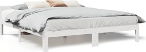 vidaXL Cadru de pat fără saltea, alb, 160x200 cm, lemn masiv pin