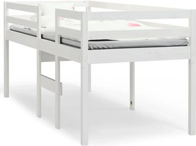 vidaXL Pat înalt de dormitor, alb, 90x200 cm, lemn masiv de pin