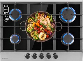 Klarstein Alchemist, plită pe gaz cu 5 zone, arzătoare din aluminiu, sticlă-ceramică, negru