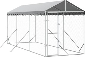 vidaXL Padoc de exterior cu acoperiș argintiu 2x6x2,5m oțel galvanizat