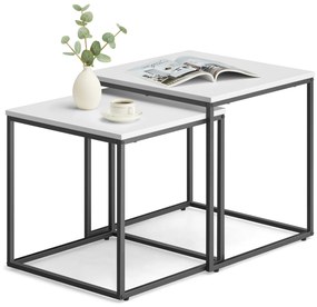 Set 2 piese mese de cafea QUADRO, albe