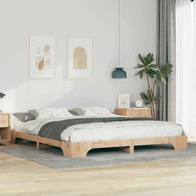 vidaXL Cadru de pat de podea Maro 200 x 210 cm Lemn masiv de pin
