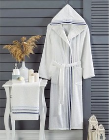 Set halat cu prosop baie cuplu alb,homs,marime M,50004