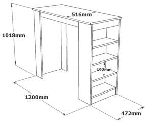 Masa de bar, Pako Word, Riff, Antracit, 120 x 50 x 100 cm