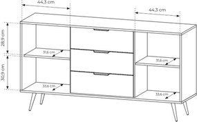 Comodă cu sertare Flaro 153 cm - stejar Dunin