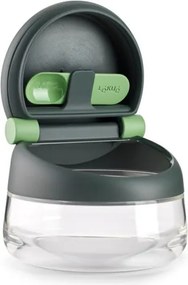 Recipient pentru sare/zahar/condimente Lekue 1009488, Ø12,4x10,1 cm, Sticla borosilicata, Lingura de masurare, +4°C / +80°C, Negru