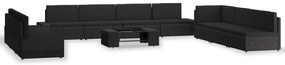 vidaXL Set mobilier de grădină, 10 piese, negru, poliratan