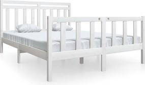 vidaXL Cadru de pat, alb, 160x200 cm, lemn masiv