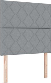 vidaXL Pat cu arc LED cu saltea Gri deschis 120 x 190 cm țesătură