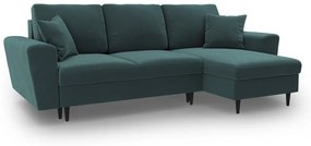 Colțar petrol extensibil, cu spațiu de depozitare cu tapițerie din catifea Kyoto – Cosmopolitan Design