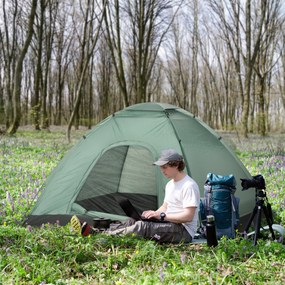 Outsunny Cort Iglu 2 Locuri Camping Ușă Fermoar Plasă Tantari Geantă Transport 206x185x120cm Verde | Aosom Romania