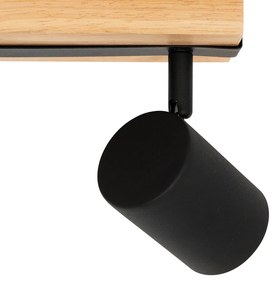 Spot inteligent de tavan negru cu lemn 2 lumini reglabil cu Wifi GU10 50mm - Jeana