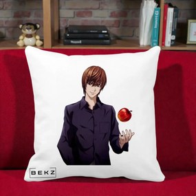 Perna Personalizata Death Note Light Yagami cu Mar, 40x40 cm, Alba Mata, Husa Detasabila, Perna Inclusa, BEKZ®