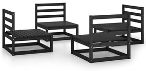 3075263 vidaXL Set mobilier de grădină, 4 piese, negru, lemn masiv de pin