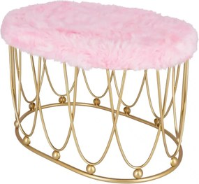 Taburet Pinky oval baza metalica aurie tapitat