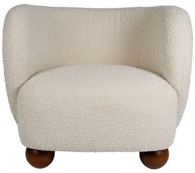 Fotoliu boucle, ecru, din stofa, Sixties