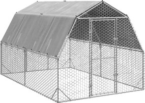 vidaXL Pui de găină cu acoperiș 2,5x4x2,25 m oțel galvanizat