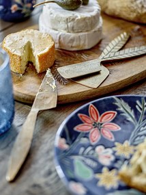 Set 4 farfurii din ceramică albastră cu motive florale dense pictate manual, 20,5×2,5 cm, „Meredith"