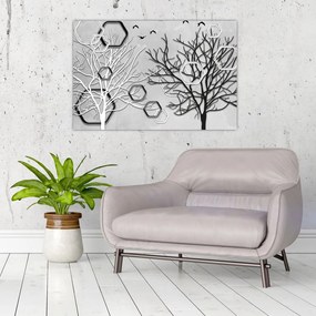 Tablou abstract cu pomi (90x60 cm)